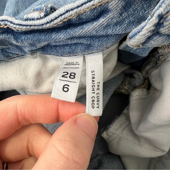 85. LOFT The Curvy Straight Crop Jeans Size 6 28 Distressed Frayed Hem Light - Picture 4 of 6